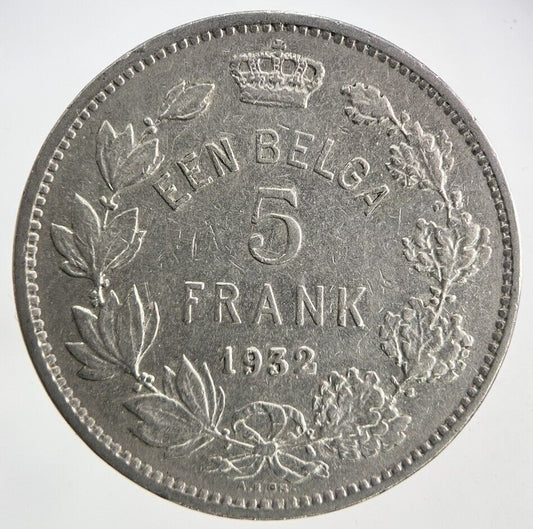 1932 Belgium 5 Franc Coin | Fine Collectable Grade