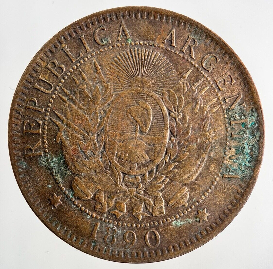 1890 Argentina Dos 2 Centavos Coin | Fine Collectable Grade