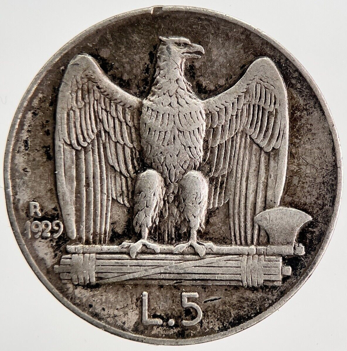 1929 Italy 5 Lira Silver Coin | Fine Collectable Grade | a6221