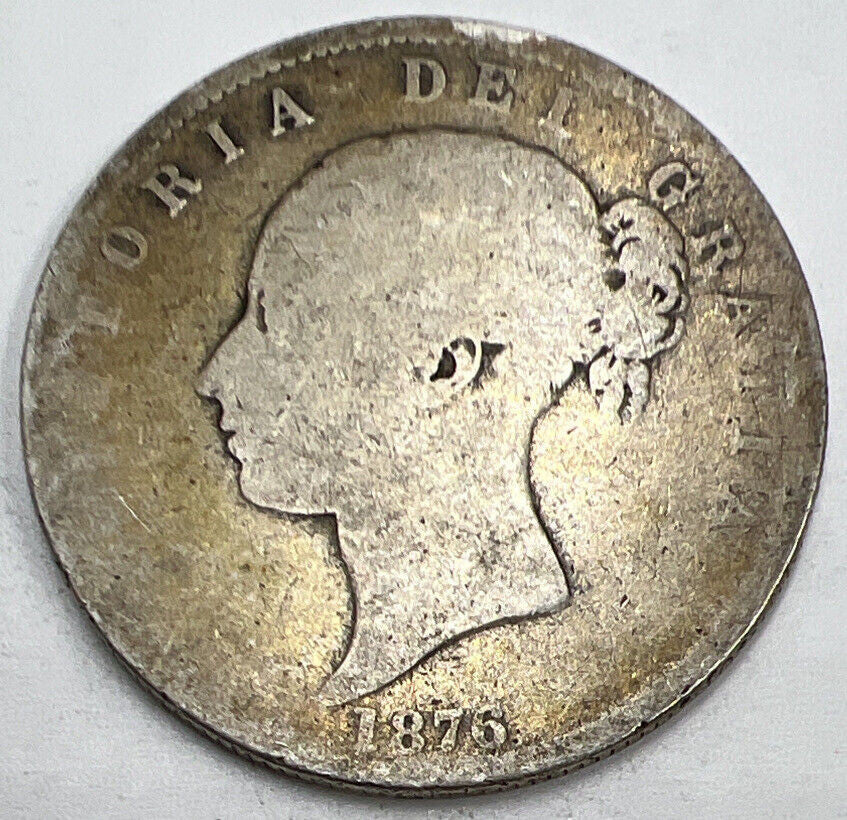 1876 Victoria Half-Crown | British Silver Coin | Worn Grade | a1223