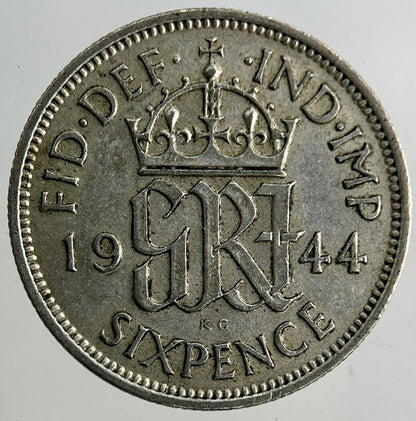 1944 George VI Sixpence Silver Coin | Very High Grade