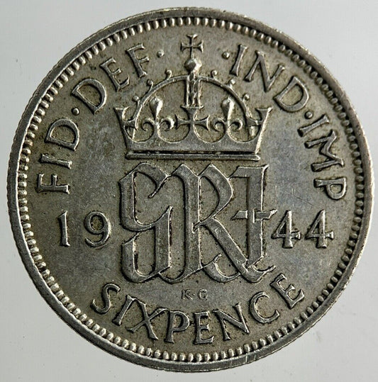 1944 George VI Sixpence Silver Coin | Very High Grade