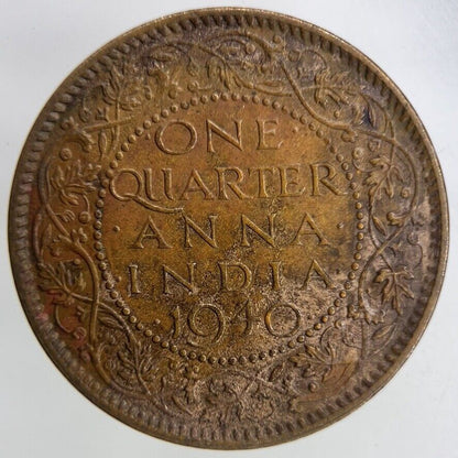 1940 India 1/4 Quarter Anna Coin | Fine Collectable Grade