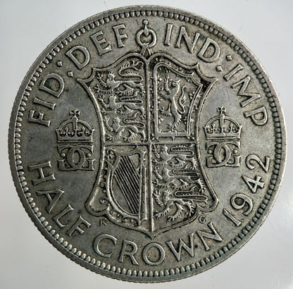 1942 George VI Half - Crown Silver Coin | Fine Collectable Grade
