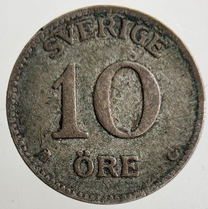 1937 Sweden 10 Ore Silver Coin | Fine Collectable Grade