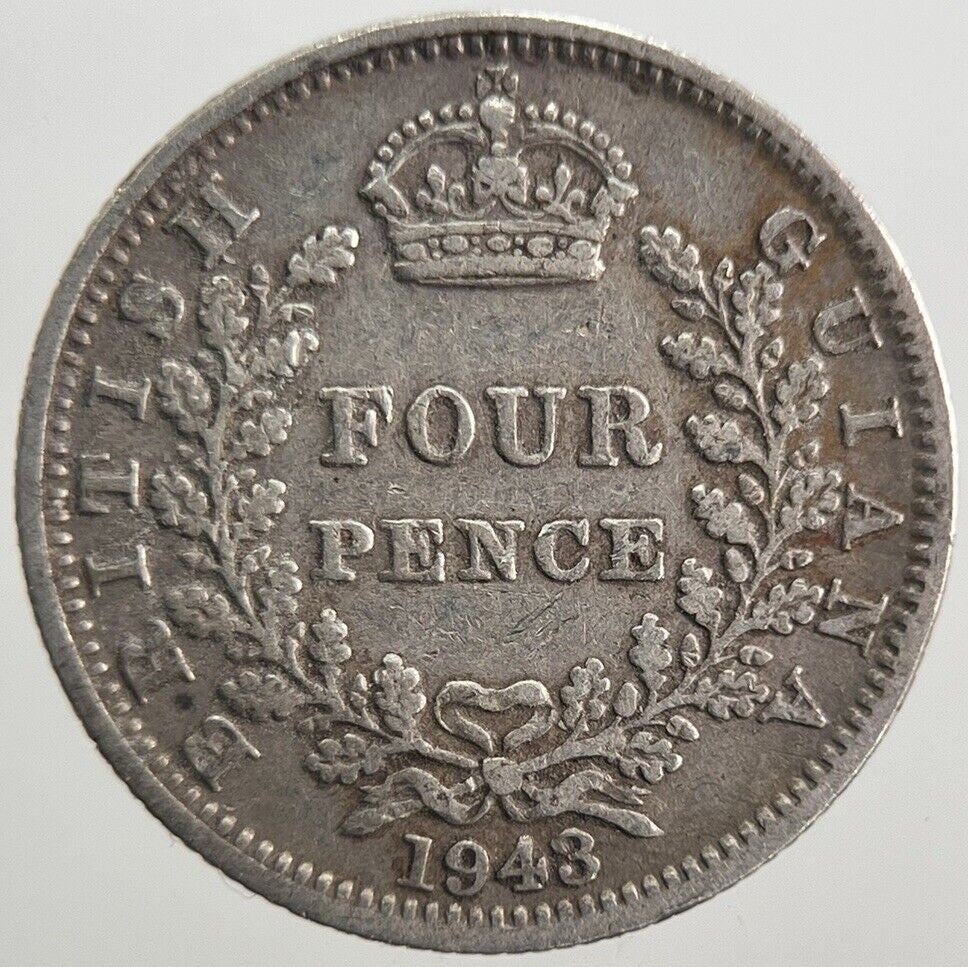 1943 Belize British Guiana Four - Pence Silver Coin | Fine Collectable Grade