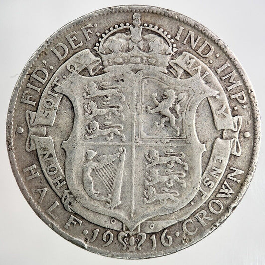1916 George V Half - Crown Silver Coin | Fine Collectable Grade