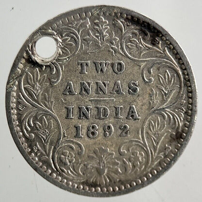 1892 India 2 Annas Silver Coin | Fine Collectable Grade