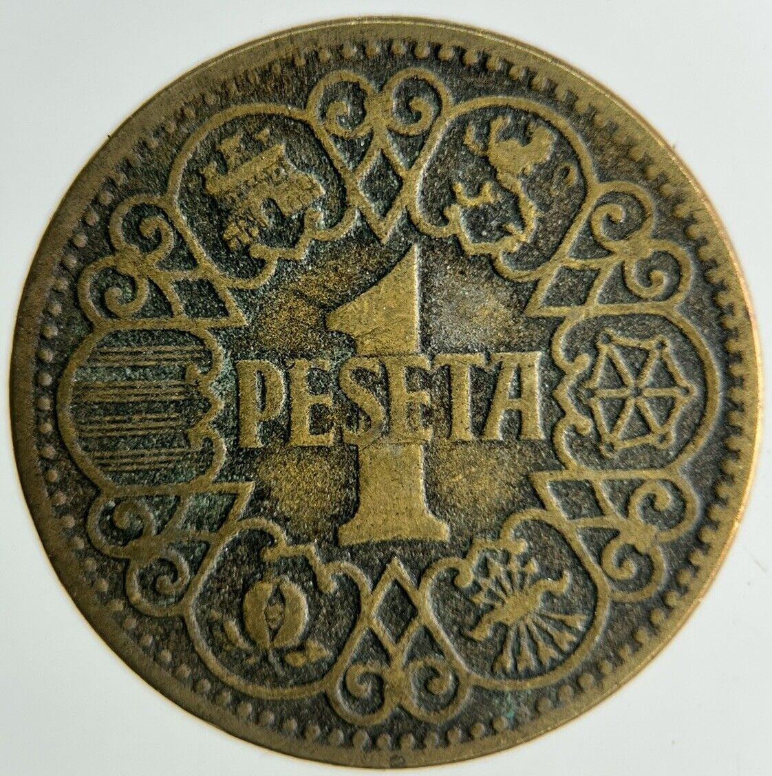 1944 Spain 1 Una Peseta Coin | Fine Collectable Grade