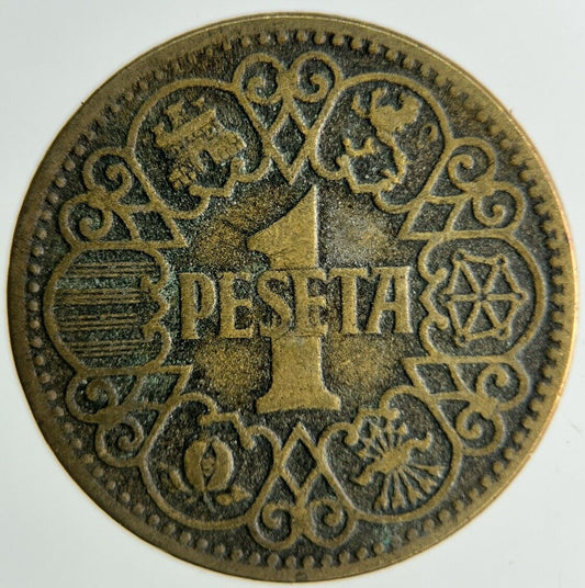 1944 Spain 1 Una Peseta Coin | Fine Collectable Grade