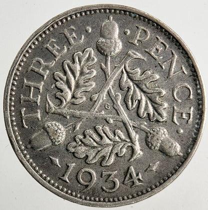1934 George V Threepence Silver Coin | Fine Collectable Grade