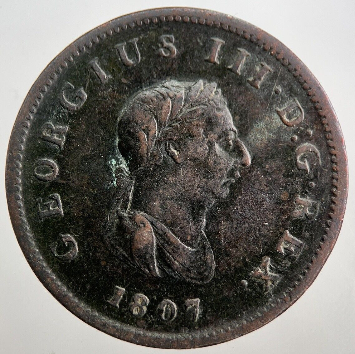 1807 George 3rd III Half - Penny British Coin | Collectable Grade | a8042