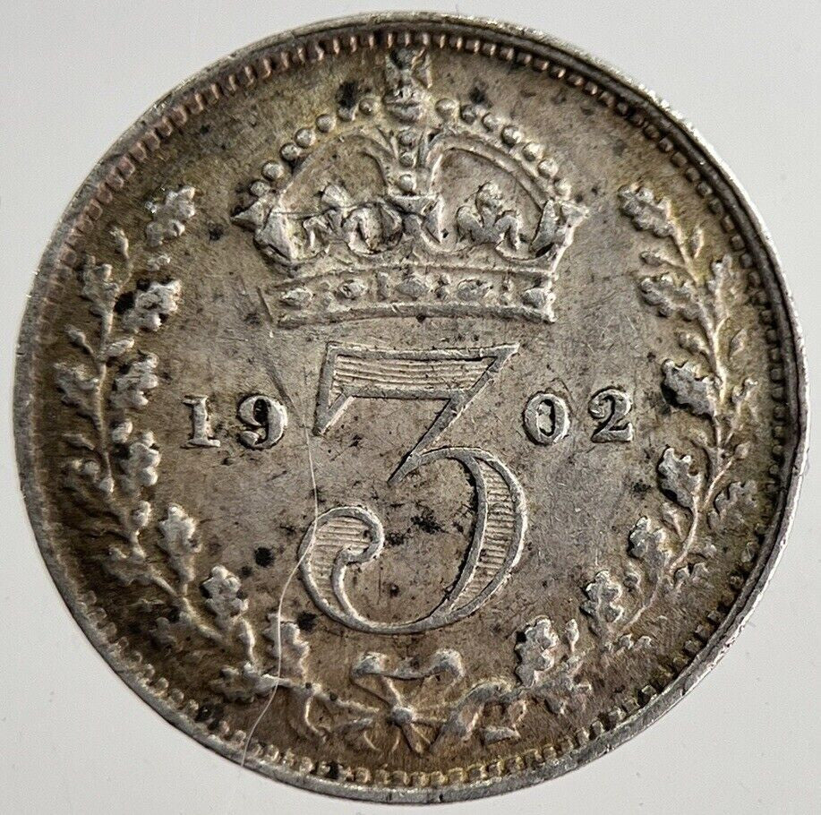 1902 Edward VII Threepence Silver Coin | Very Fine Grade | a8861
