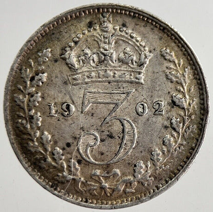1902 Edward VII Threepence Silver Coin | Very Fine Grade | a8861
