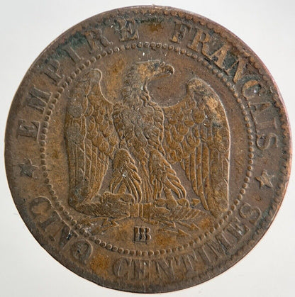 1864 France 5 Cinq Centimes Coin | Fine Collectable Grade