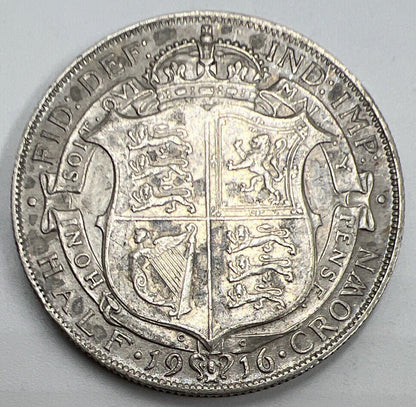 1916 George V Half - Crown | British Silver Coin | Very High Grade | a1248