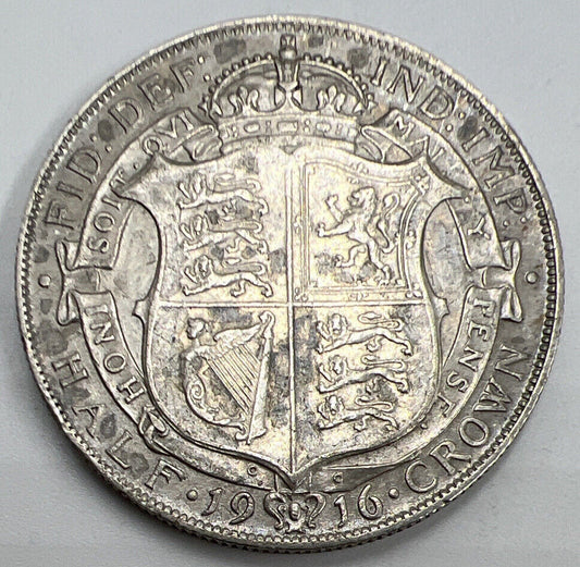1916 George V Half - Crown | British Silver Coin | Very High Grade | a1248