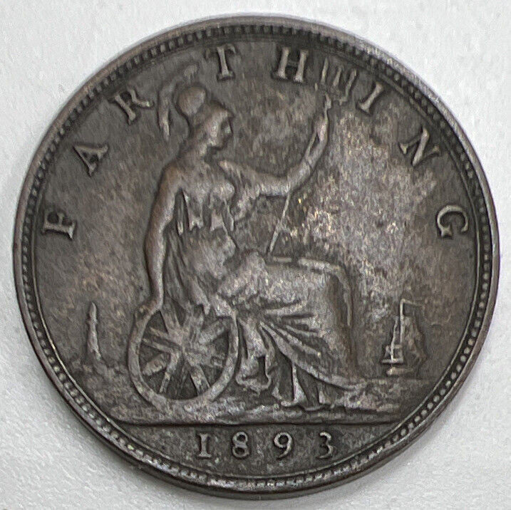 1893 Victoria Farthing | British Copper Coin | Collectable Grade | a995