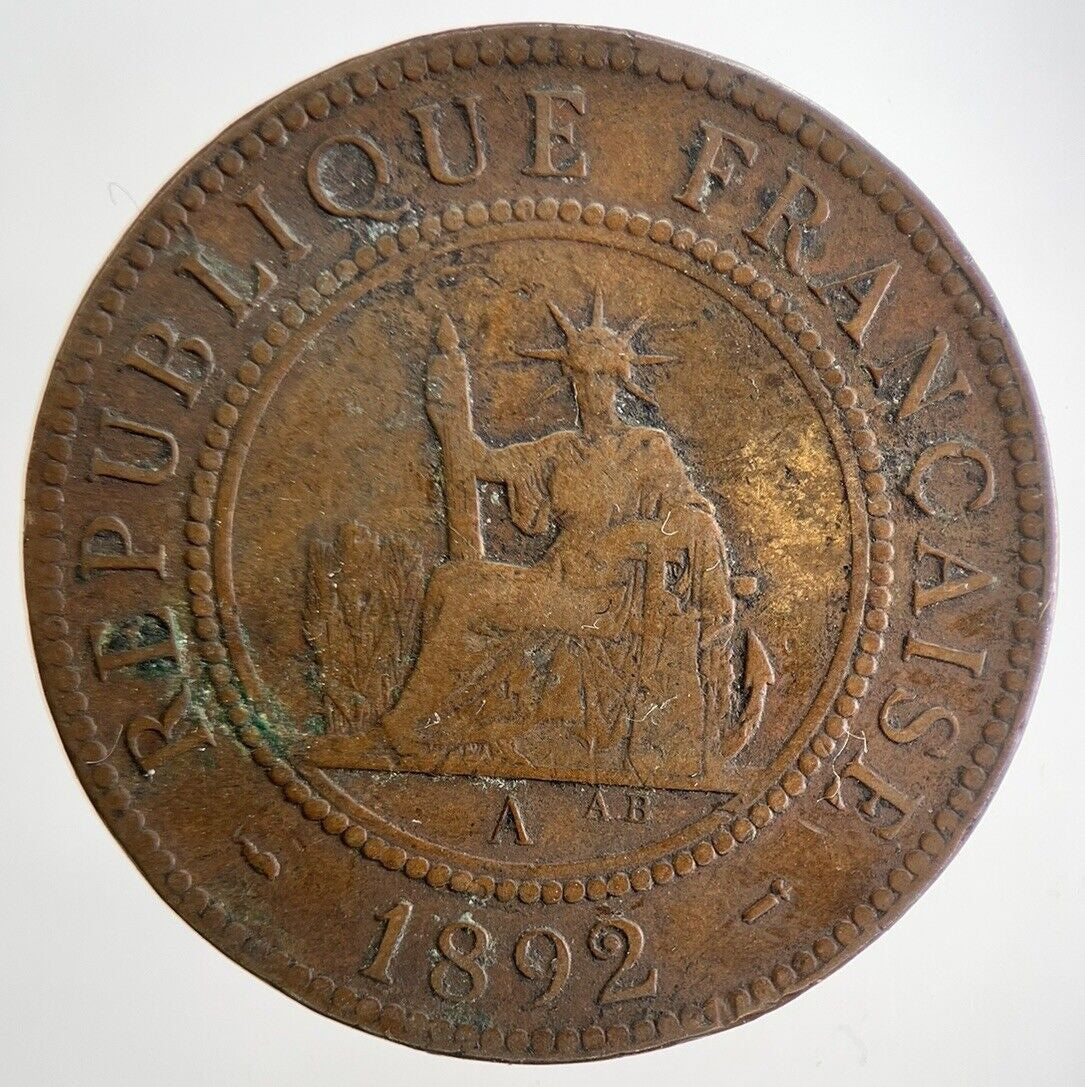 1892 1 Cent Centime Indo-China French Coin | Fine Collectable Grade | a5265