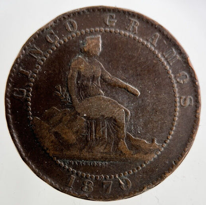 1870 Spain 5 Centimos Coin | Collectable Grade