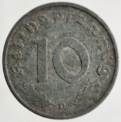 1941-D Germany Nazi 10 Pfennig Coin | Fine Collectable Grade