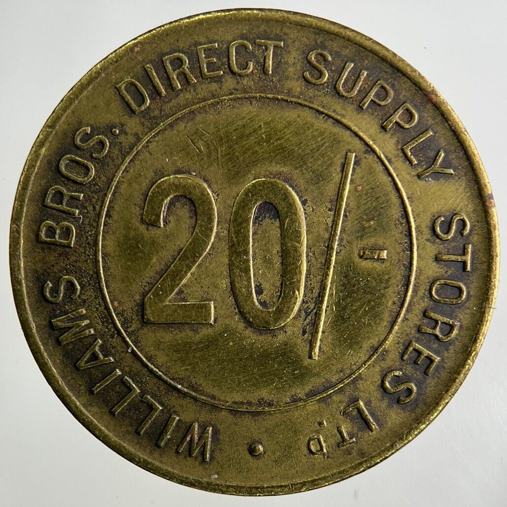 British Williams Bros Direct Supply Stores 20 / - Token Coin | Collectable Grade