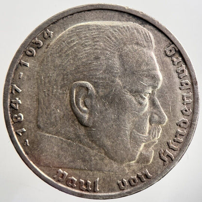 1937-A Nazi Germany 5 Mark Silver Coin | Fine Collectable Grade | a3980