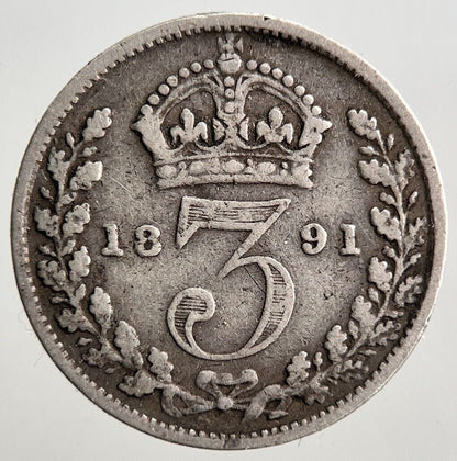 1891 Victoria Threepence Silver Coin | Collectable Grade | a3036