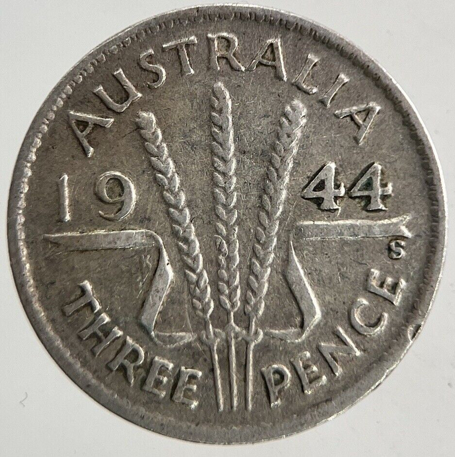 1944 - S Australia Threepence Silver Coin | Fine Collectable Grade