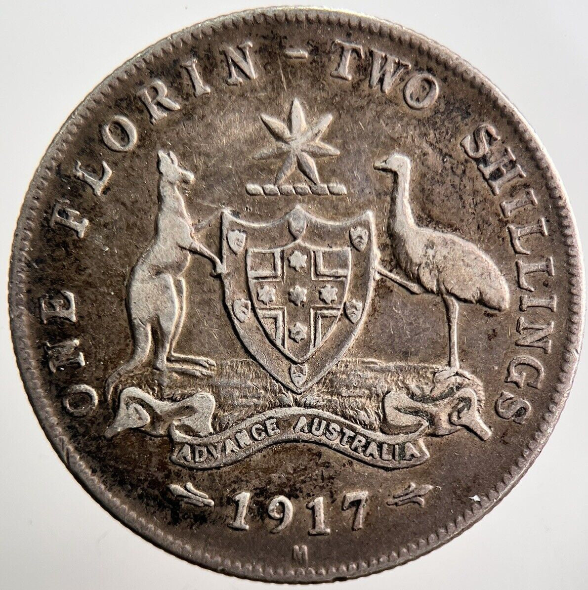 1917 - M Australia Florin Silver Coin | Fine Collectable Grade | a3489