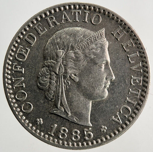 1885 Switzerland Swiss 20 Rappen Coin | Fine Collectable Grade
