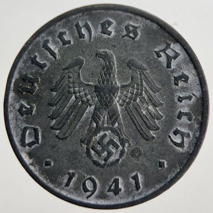 1941-A Germany Nazi 10 Pfennig Coin | Fine Collectable Grade | a7101
