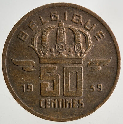 1959 Belgium 50 Cent Centimes Coin | Fine Collectable Grade
