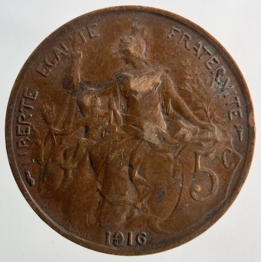 1916 France 5 Centimes Coin | Fine Collectable Grade