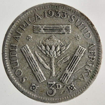 1933 South Africa Threepence Silver Coin | Fine Collectable Grade