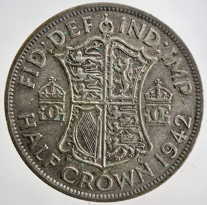 1942 George VI Half - Crown Silver Coin | Fine Collectable Grade | a6208