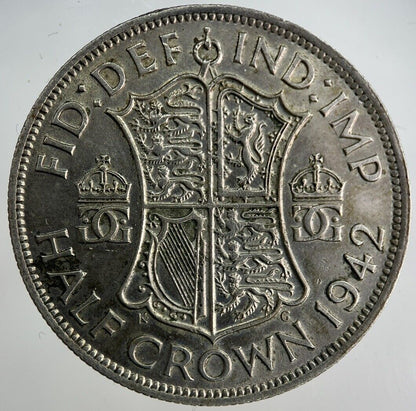 1942 George VI Half - Crown Silver Coin | Fine Collectable Grade
