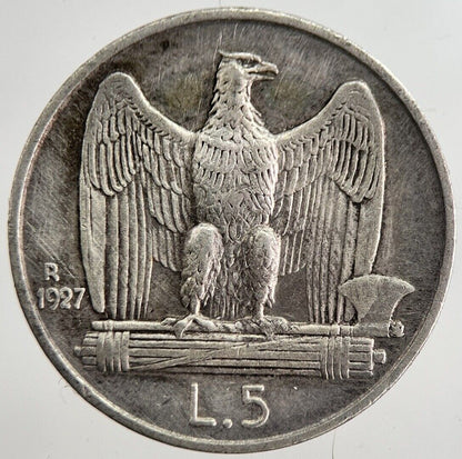 1927 Italy 5 Lira Silver Coin | Very High Grade | a8531