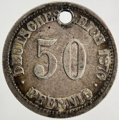 1876 Germany 50 Pfennig Silver Coin | Fine Collectable Grade