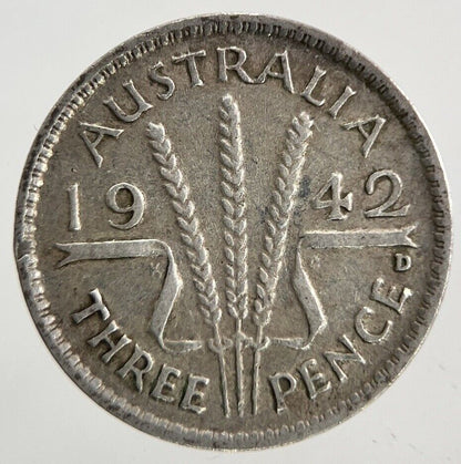 1942 - D Australia Threepence Silver Coin | Fine Collectable Grade