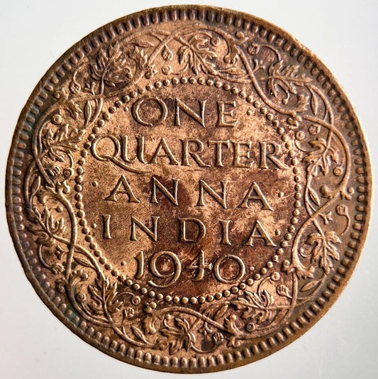 1940 India Quarter 1/4 Anna Coin | Very High Grade | a4124