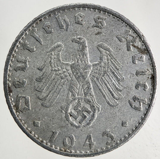 1943 - B Germany Nazi 50 Pfennig Coin | Fine Collectable Grade