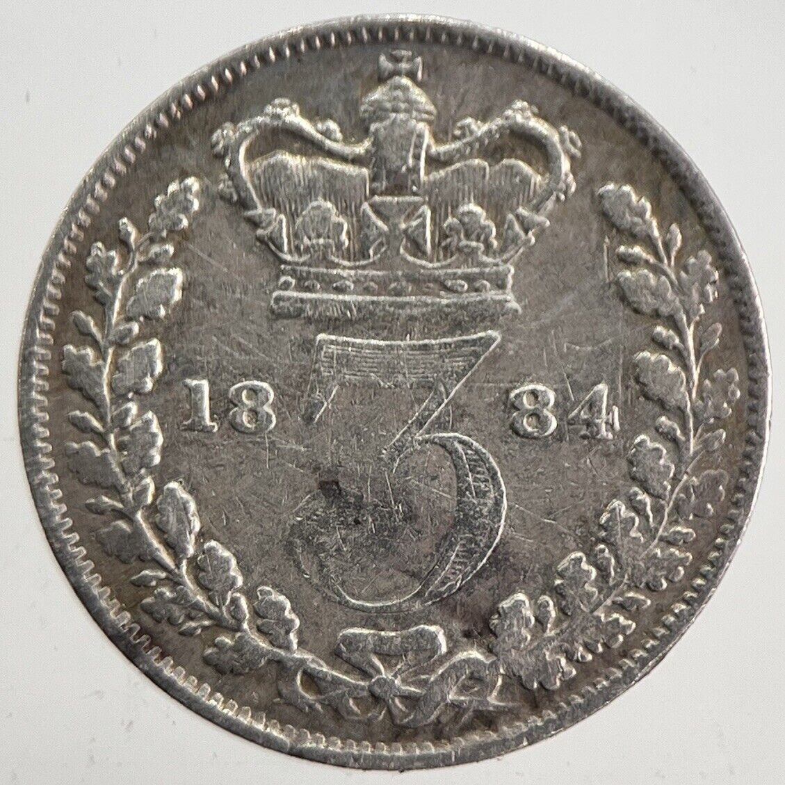 1884 Victoria Threepence Silver Coin | Fine Collectable Grade | a4848