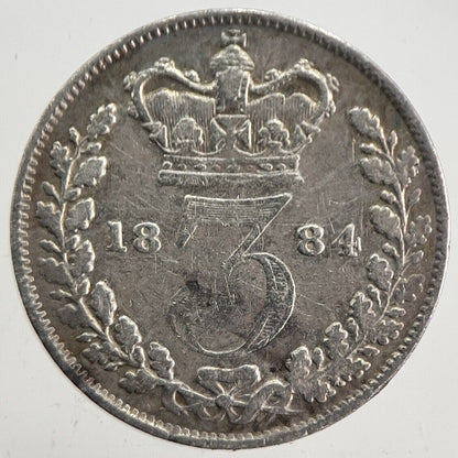 1884 Victoria Threepence Silver Coin | Fine Collectable Grade | a4848