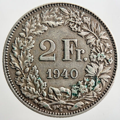 1940 Switzerland 2 Franc Silver Coin | Very High Grade | a3263