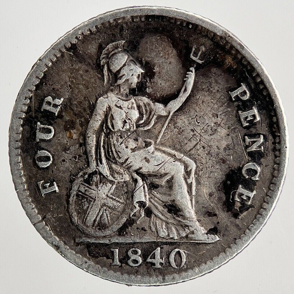 1840 Victoria Groat Four-Pence Silver Coin | Fine Collectable Grade | a6761