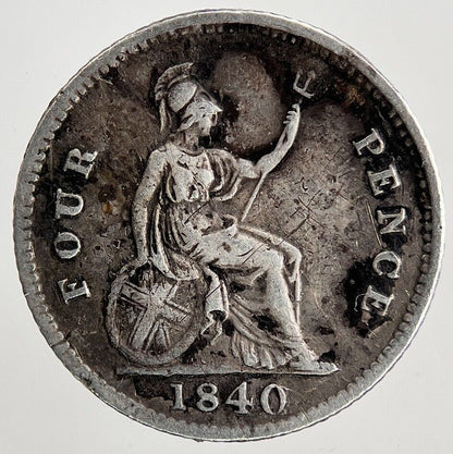 1840 Victoria Groat Four-Pence Silver Coin | Fine Collectable Grade | a6761