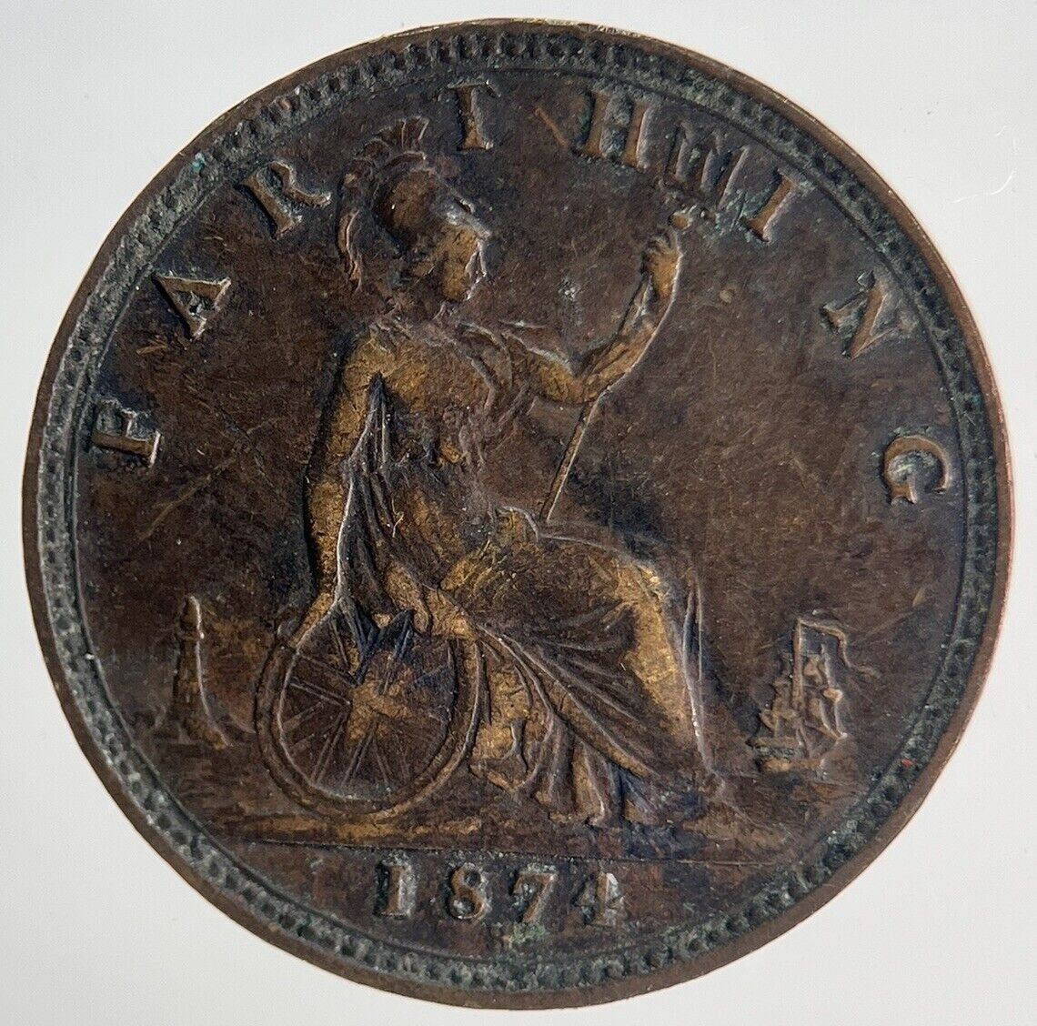 1874 Victoria Farthing Coin | Very High Grade | a1938