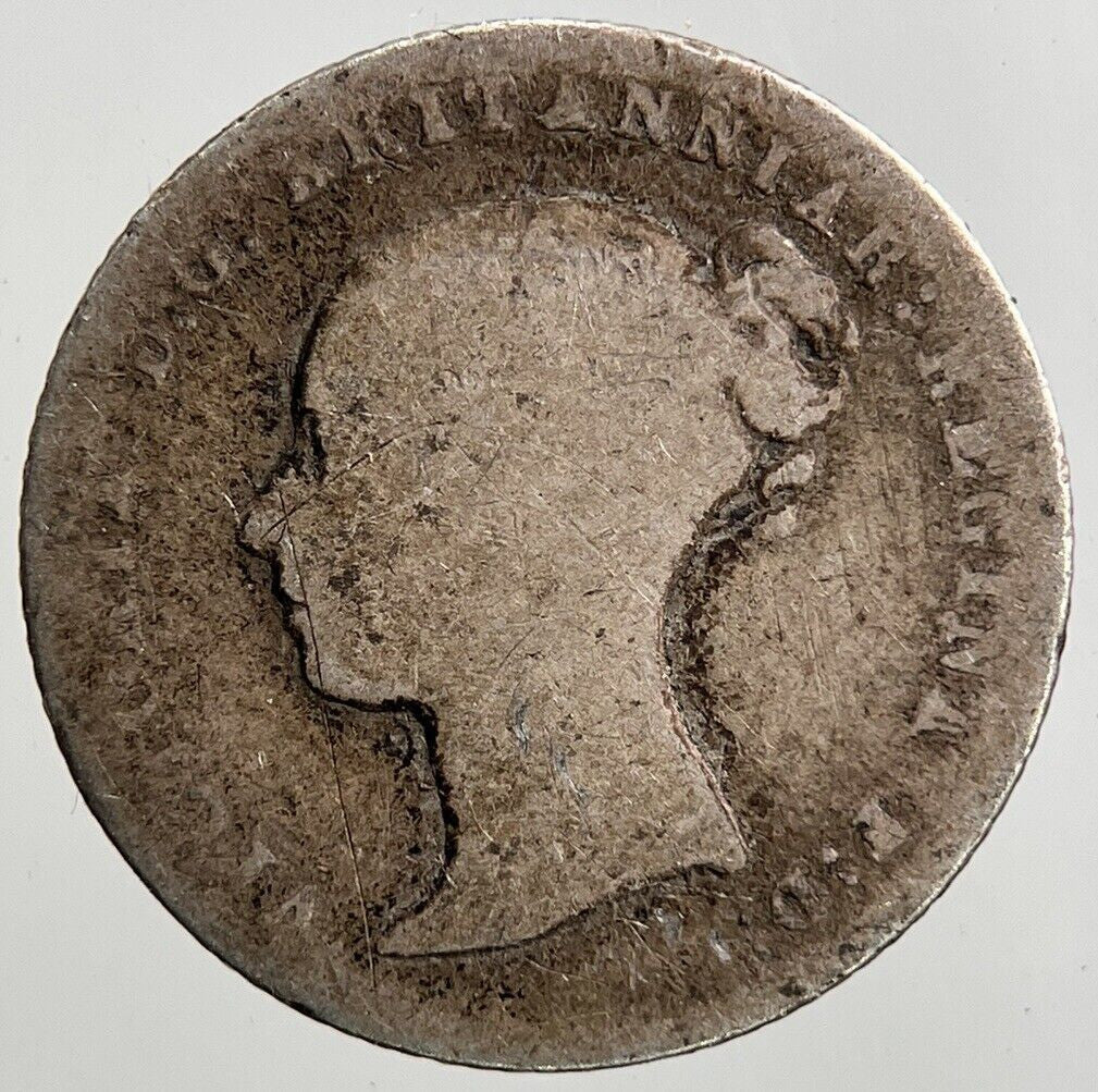 1843 Victoria Groat Four - Pence Silver Coin | Fair Grade | a3430