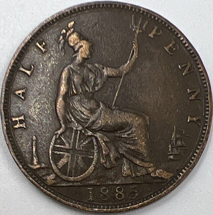 1885 Victoria Half-Penny | British Copper Coin | Fine Collectable Grade | a1086